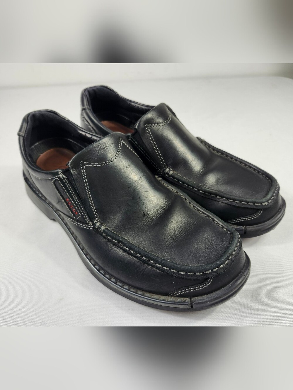 ECCO Black Leather Slip-On Men’s Loafers Size EU 43